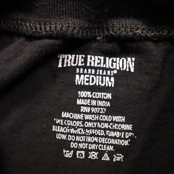 True Religion t-shirt short sleeve women's medium black classic logo - Picture 7 of 7